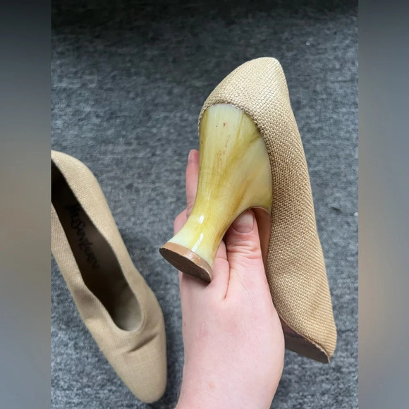 Vintage 1980s Yves Saint Laurent Rattan Heels, size 7 - Picture 6 of 12